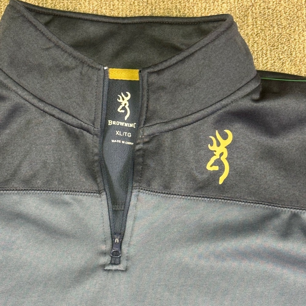 Browning Men's XL Blue Gray Performance Fleece Quarter Zip Pullover‎ Hunting